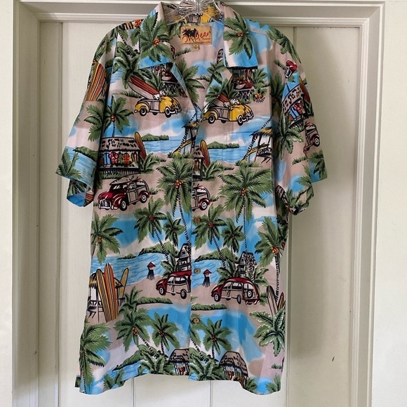 INgear Hawaiian Tropical Surf Shirt Short Sleeve Colorful Palm Size XL - Picture 3 of 10